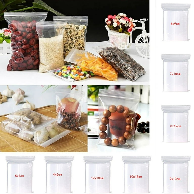 Fancy Clear Plastic Reusable Zip Bags 100 Pcs Thick Strong