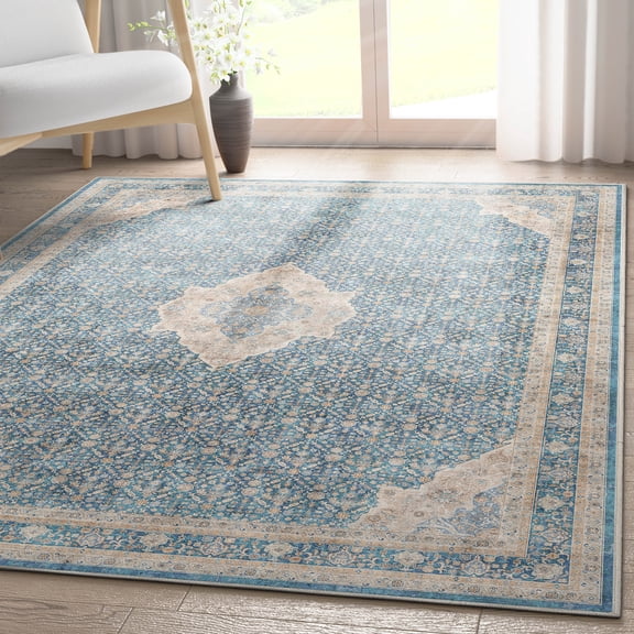 Well Woven Asha Lilith Vintage Oriental Blue 5'3" x 7'3" Area Rug