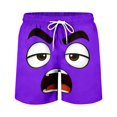 thumbnail image 4 of Mens Casual Shorts Funny Cartoon Face Print Short Pants with Drawstring Comfortable Summer Board Shorts for Men Purple S, 4 of 4