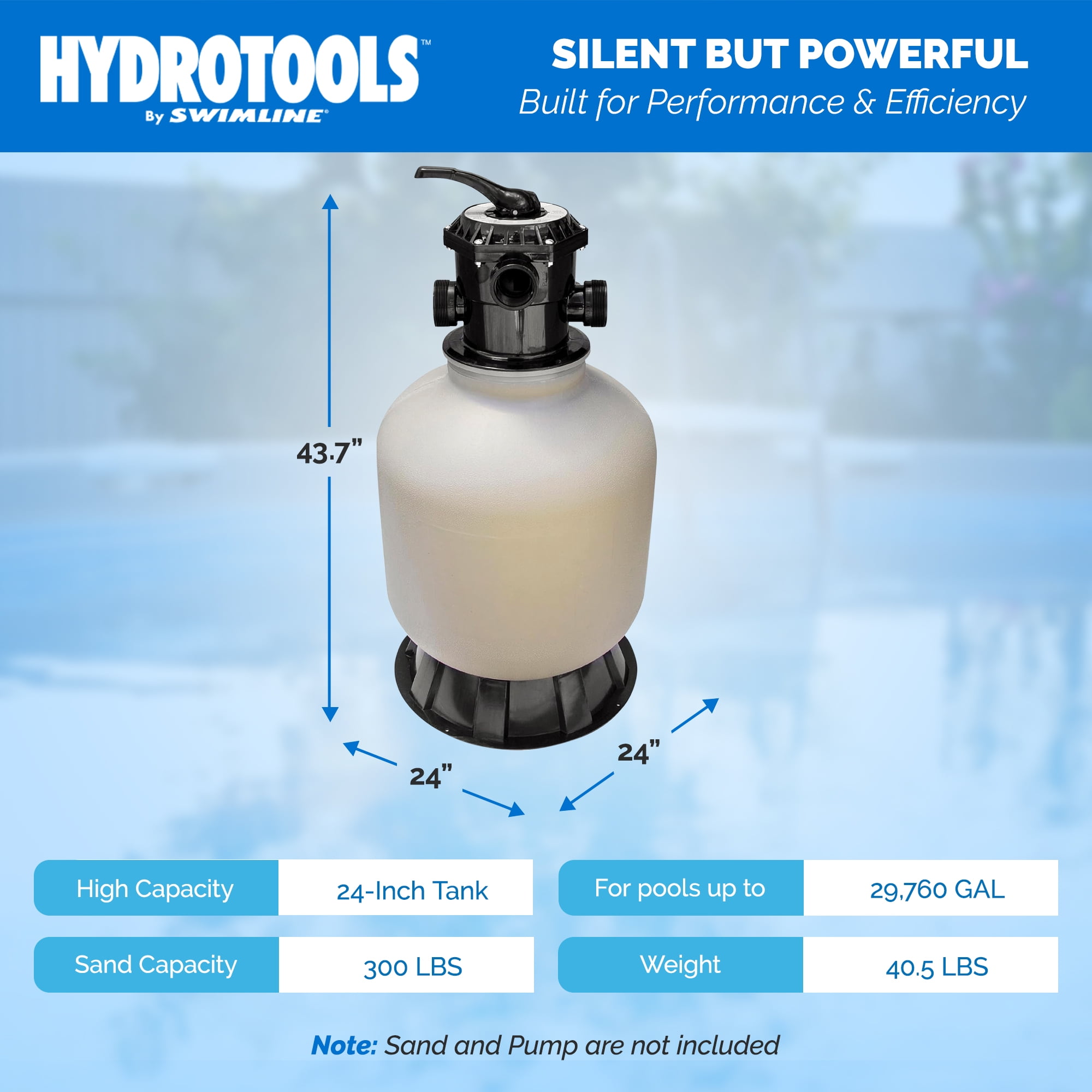 HYDROTOOLS BY SWIMLINE 24 Inch Sand Filter Combo Set With Stand