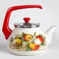 thumbnail image 2 of Enameled Aluminum Tea Kettle Apples Enamel Kettle 2.3-qt. (2.2 L) Hot Water TeaKettle pot for Stovetop Teapot Ideal for Camping, 2 of 9