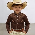 thumbnail image 2 of KDFJPTH Kids Graphic T Shirts Boys Western Print Denim Shirt Classic Long Sleeve Button Down Top With Blend Toddler Tshirts, 2 of 4