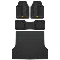 BDK Cat® CAMT-1003 (3-Piece) Deep Dish Rubber Car Floor Mats with Trunk Cargo Liner, Heavy Duty All Weather Trim to Fit Front & Rear Combo Set for Car Sedan SUV Van