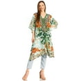 thumbnail image 5 of Sakkas Zeni Women's Short sleeve V-neck Summer Floral Print Caftan Dress Cover-up - ORG394-Green - One Size, 5 of 5