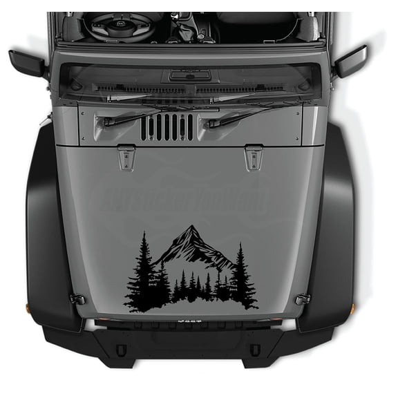 AnyStickerYouWant - Full Hood Step into The Misty Mountains Vinyl Decal Sticker, 22" Tall Waterproof Vinyl Hood Decal/Car Window Stickers Fits on & Compatible withJeep Wrangler and Jeep Gladiator