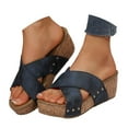 thumbnail image 3 of Mostsola Womens Sandals Cross Strap Slippers Open Toe Slides 2025 Comfortable Wedge Platform Sandals, 3 of 8