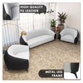 thumbnail image 5 of LeisureMod 3-Piece Sofa Set with 2 Single-Seater and a Three-Seater Couch Upholstered in Vegan Leather with Steel Legs Foam Filled Cushion for Modern Home Opula Series in Black/White, 5 of 13