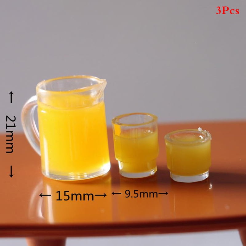 1:12 Scale Jug Of Orange Juice With Ice & 2 Glasses Dolls House Miniature Drink 