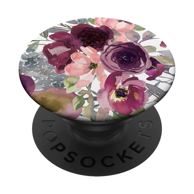 Empuñadura adhesiva para PopSockets con estampado floral, morado y rosa de Gracie Todd