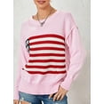 thumbnail image 2 of ZAXARRA Pull Tricoté Automne Hiver pour Femmes Manches Longues Col Rond Imprimé Drapeau Tricoté Ample, 2 of 6