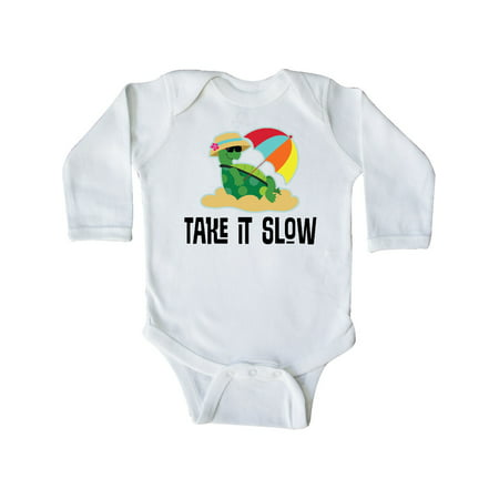 

Inktastic Turtle Take it Slow Gift Baby Boy or Baby Girl Long Sleeve Bodysuit