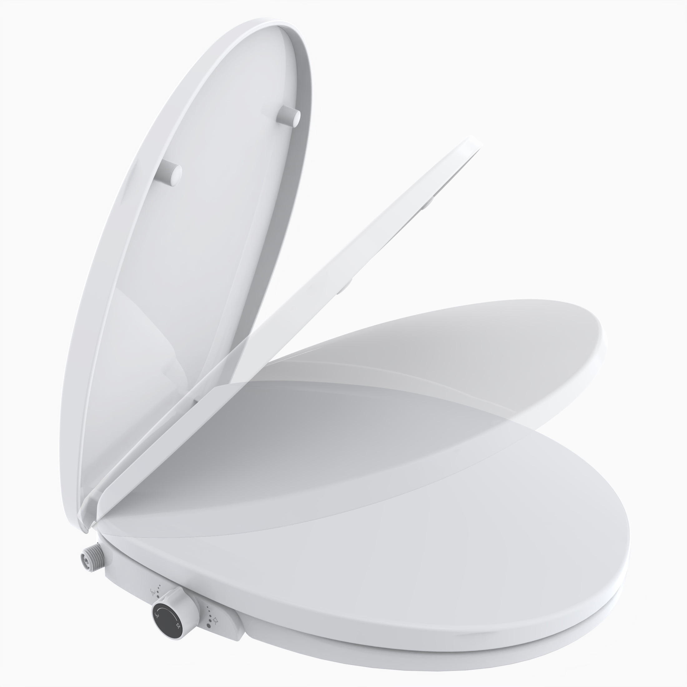 Mainstays Round Non-Electric Bidet Toilet Seat with Dual Self-Cleaning Nozzles, Daisy White