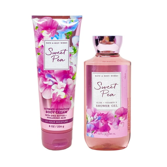 Bath and Body Works Sweet Pea Body Cream and Shower Gel Gift Set - Full Size