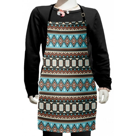 

Aztec Kids Apron Vintage Illustration of Scandinavian Inspired Motifs Boys Girls Apron Bib with Adjustable Ties for Cooking Baking Painting Multicolor by Ambesonne