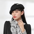 thumbnail image 3 of Chapeau Béret en Laine Filet Chapeau Haut-de-Forme pour Femmes Hiver Automne, 3 of 4