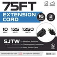 thumbnail image 5 of Iron Forge Cable 75 Ft Black Extension Cord, 16/3, 75 Foot Extension Cord, 3 Prong, Weatherproof - Great for Outside Use, 5 of 6