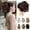 Dark Brown with Highlights, variant on 9" Short Ponytail Extension, Classic Loose Curly Wavy Claw Clip Pony tails Hair Extensions HP001 Hairpieces for Women