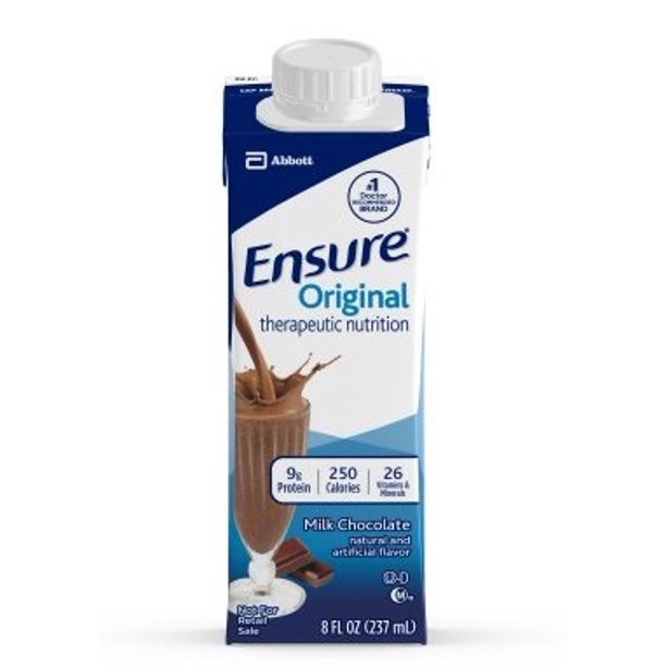 Ensure Original Milk Chocolate, 8 Ounce Recloseable Carton, Abbott