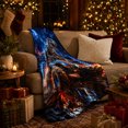 thumbnail image 3 of Dinosaur Monster Truck Fiery Landscape Epic High-Action, Dramatic Gothic Scene, Warm Flannel Blanket for Living Room and Bedroom, Art Lovers Housewarming Gift, Gothic Home Decor, 3 of 9