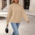 thumbnail image 6 of ClodeEU Women's Crew Neck Waffle Knit Drop Shoulder Long Sleeve Pullover,Casual Loose Basic Sweatshirt Top Khaki,Women's Plus M, 6 of 9