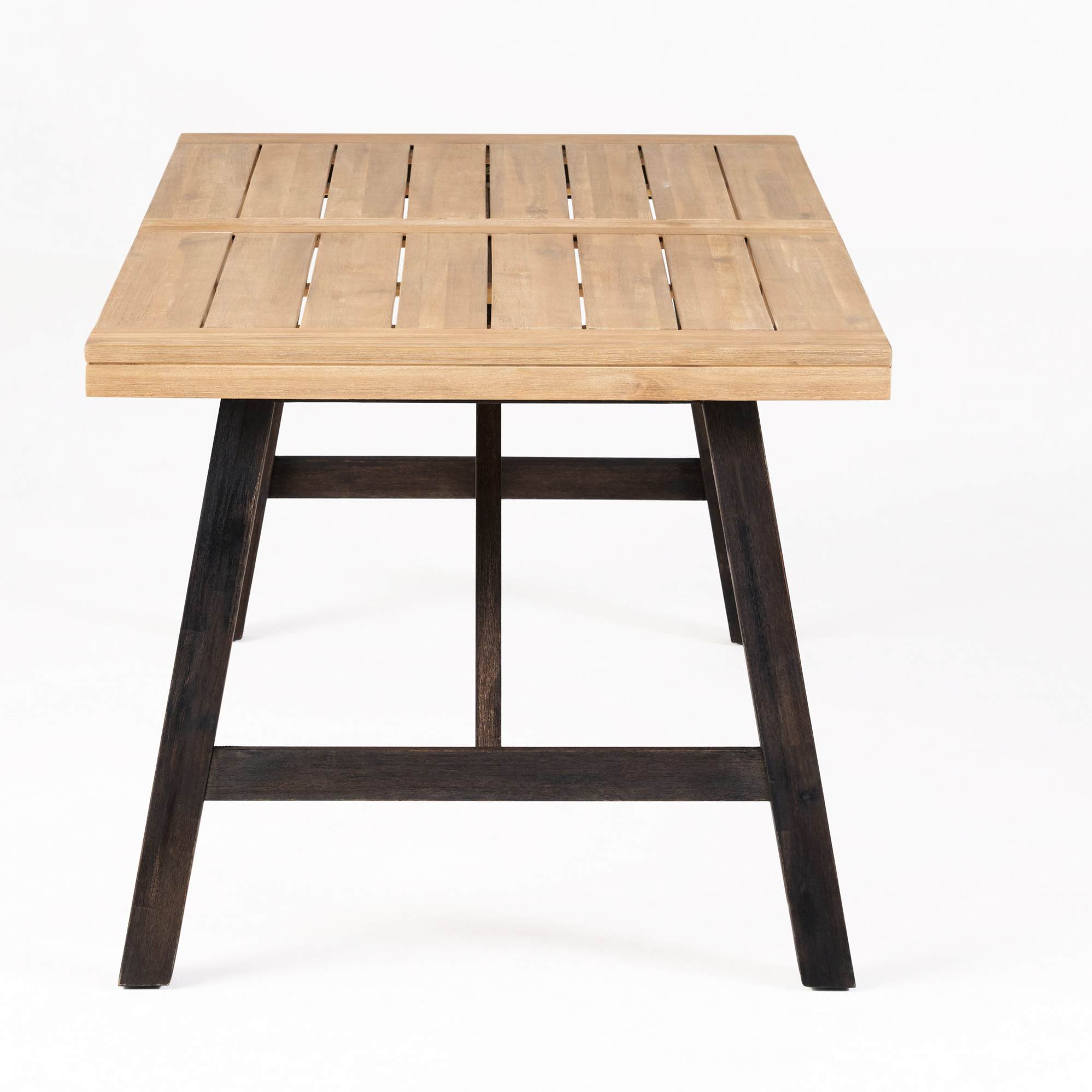 Dining Table - Wood, Slat Panel Top, , 300 Lbs Capacity, Grey, 69.14 In Deep, 34.19 Wide, 28.52 High Wood With Paneling, To Weather, Weight Grey Finish, Depth X Width Height
