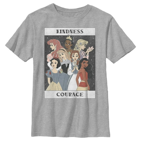 Boy's Disney Princesses Kindness and Courage Poster Graphic Tee Athletic Heather X Large