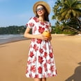 thumbnail image 4 of Balery Realistic Maple Leaf Vestidos sueltos de manga corta para mujer, vestidos de verano 2025, vestidos casuales de corte A con vuelo., 4 of 6