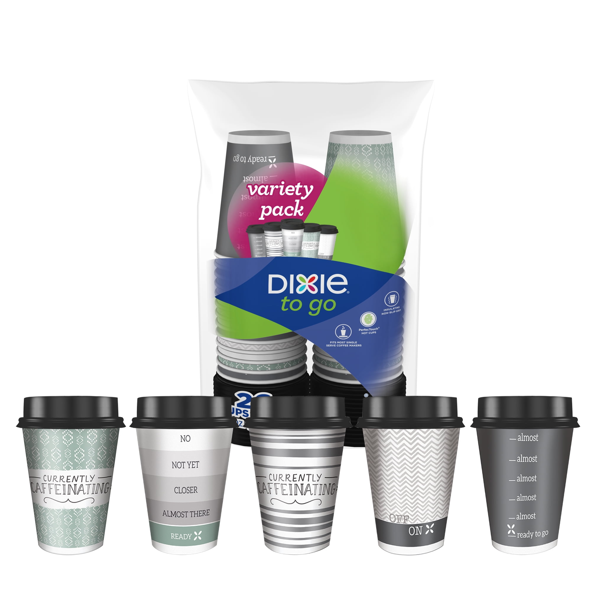 Dixie To Go® Printed Paper Insulated Cups with Lids, 12 oz, 26 ct