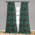 thumbnail image 2 of Woodland Boho Window Curtains, Wild Nature Themed Berries Pattern with Leaves Dreamy Forest Artwork, Lightweight Decor 2-Panel Set with Rod Pocket, Pair of - 28"x84", Dark Coral and Teal, by Ambesonne, 2 of 3