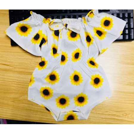 

Newborn Baby Girls Sunflower Romper Sleeveless Ruffled Pineapple Print Jumpsuit + Headband 2PCS Set