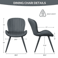 thumbnail image 4 of MOONMISS Dining Chairs Set of 2, Upholstered Kitchen Chairs with Backrest and Metal Legs,Dark Gray, 4 of 6