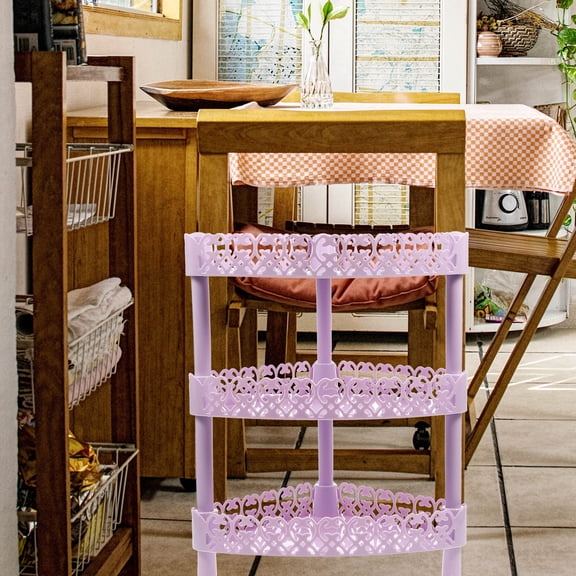 HONMEET Bathroom Storage 3 Tier Plastic Rack Purple Desk Stand Shelf Organizer