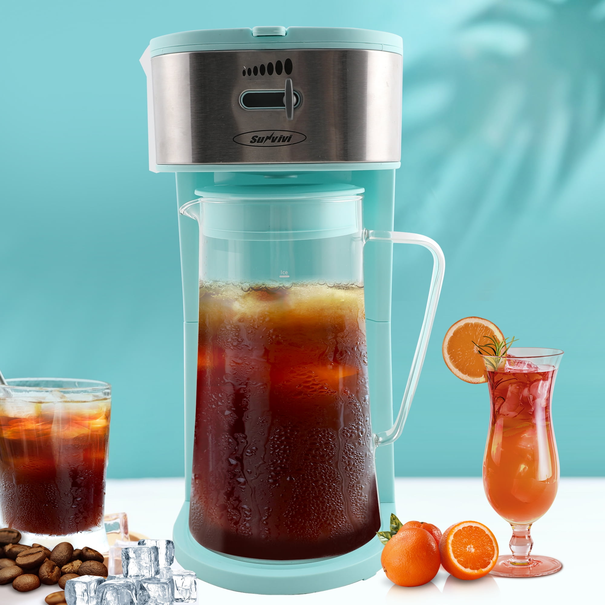 LAVO HOME Iced Tea & Iced Coffee Maker Brewer with Strength Selector, Loose  Tea Filter and 64 Oz Capacity Pitcher (Blue) - Perfect For Custom Fruit