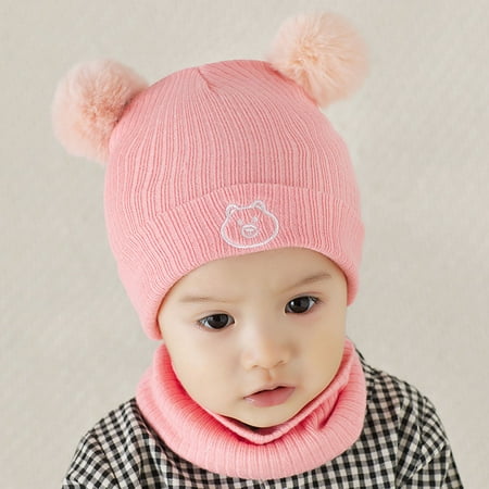 

TANGNADE baby essentials Toddler Kids Baby Boys Girl Pompon Hat Winter Warm Knit Crochet Beanie Cap Scarf