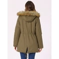 thumbnail image 4 of Unique Bargains Women Windproof Winter Parka Puffer Coat with Faux Fur Hood 2XL Khaki, 4 of 6