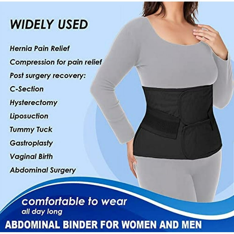 Abdominal Binder Post Surgery for Men and Women, Postpartum Belly Band,  Hernia Belt Stomach Compression Wrap for Hernia Surgery, C-Section, Natural  Birth, Abdominal Injuries,Black,S/M 