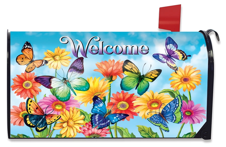 Fluttering Butterflies Spring Magnetic Mailbox Cover Welcome Standard