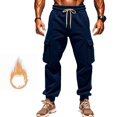 thumbnail image 6 of USNSM Men's Jogger Casual Workout Slim Fit Multi Pockets Outdoor Cargo Pants Drawstring Elastic Waist Tapered Pants Navy M, 6 of 9