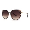 thumbnail image 2 of Womens Thin Oversize Cat Eye Butterfly 90s Designer Sunglasses All Brown, 2 of 5