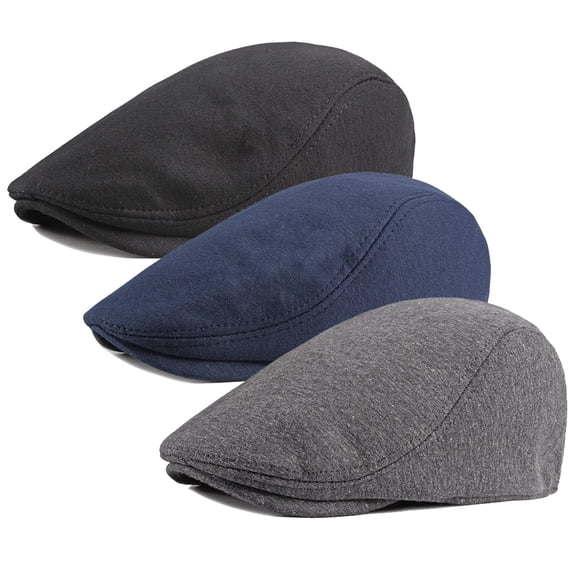 GIRACOA 3 Pieces Newsboy Cap for Men – Adjustable Flat Cap with Soft Stretch Fit, Cabbie & Hunting Style for Outdoor & Daily Wear