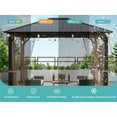 thumbnail image 3 of Mondawe 10x12 Hardtop Metal Gazebo,Heavy Duty Pergola with Mosquito Nets&Galvanized Steel,Sturdy Outdoor Canopies Tent,Suitable for Gardens,Patio,Backyard, 3 of 5