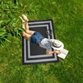 thumbnail image 3 of Outdoor Rug - Folded Design - Recycled Plastic Mat for Patio, Camping, Beach, Balcony, Porch, Deck - Weather, Water, Stain, Lightweight, Fade and UV Resistant - Paris- Black & Gray, 3 of 5