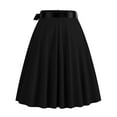 thumbnail image 3 of RUTAYY Women Solid Color Fashionable Waistband Cute And Sweet Large Swing A-Line Ribbon Casual Party Skirt Flowy Swing Pleated Beach Skirts, 3 of 3
