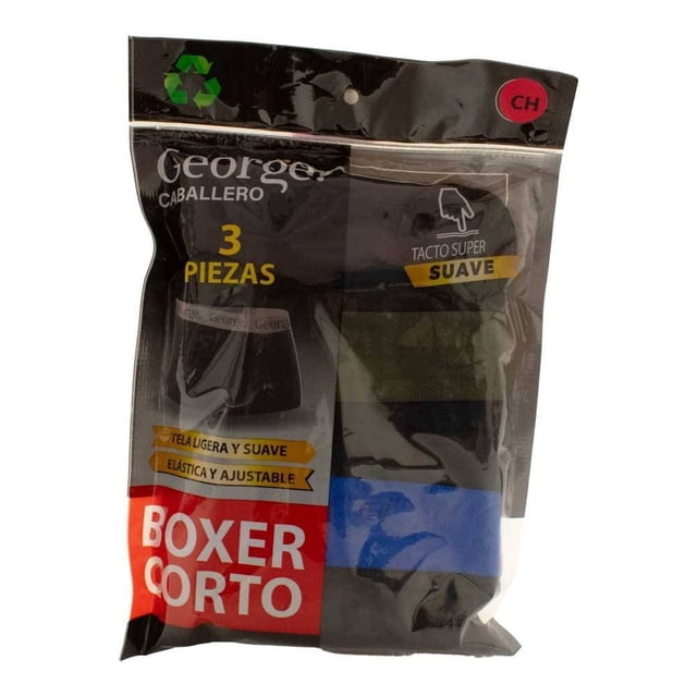 Bóxer George Para Hombre con Elástico Ajustable Corto Multicolor 3 Piezas Talla EG