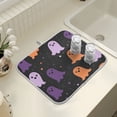 thumbnail image 4 of Yayeee Dish Drying Mat for Kitchen Counter 18" x 24" Microfiber Super Absorbent Coffee Decorative Pad, Halloween Orange Ghosts, 4 of 9