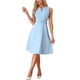 thumbnail image 1 of Vestido de oficina INSPIRE CHIC para mujer, con cinturón, escote en V, sin mangas, color azul claro M, 1 of 5