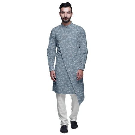

Atasi Designer Kurta Pajama For Men Printed Angrakha Kurta Set Summer Clothing