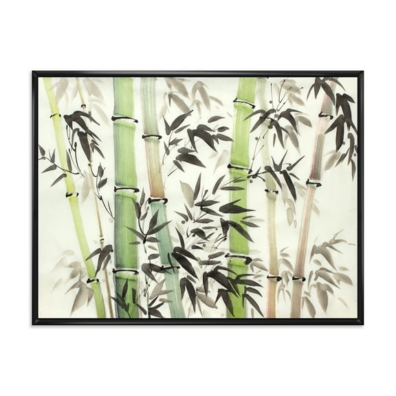 Designart 'The Forest of Bamboo Branches II' Lake House Framed Canvas Wall Art Print
