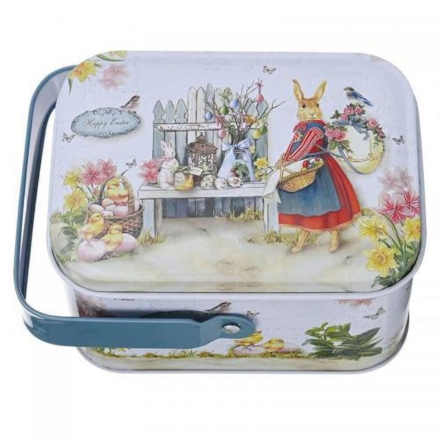 YOPTOP Easter Candy Jar Cookie Jar Elegant Metal Tinplate Empty Tins Jars Cookie Box Candy Storage Containers Easter Gift Box Decor with Lids and Handle for Easter Decoration Holiday Part,a6