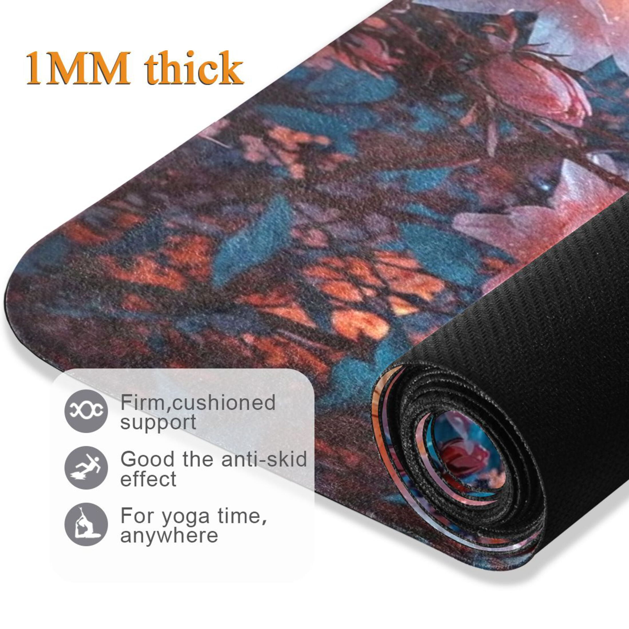 BZSMCE Yoga Mat Women Fitness Mat Moonlit Blossom Pattern